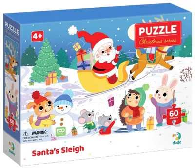 Puzzle DoDo din 60 piese - Sania lui Moș Crăciun