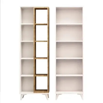 Biblioteca POTENZA, stejar + alb, 100x25x162 cm
