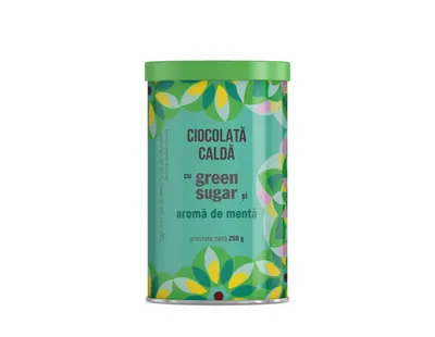 Ciocolată caldă cu aromă de mentă și Green Sugar, 250g, Laboratoarele Remedia