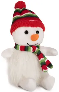 Jucărie de pluș Amek Toys - Om de zăpadă cu eșarfă de Crăciun, 22 cm