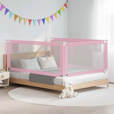 vidaXL Balustradă de protecție pat copii, roz, 200x25 cm, textil