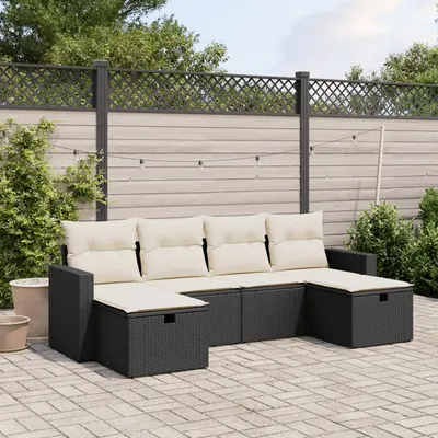 Gossi set mobilier de gradina cu perne, 6 piese, negru, poliratan