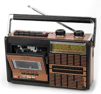 Radio retro portabil FP-319BT, Casetofon, MP3, bluetooth , USB/SD, FM/AM/SW, Negru
