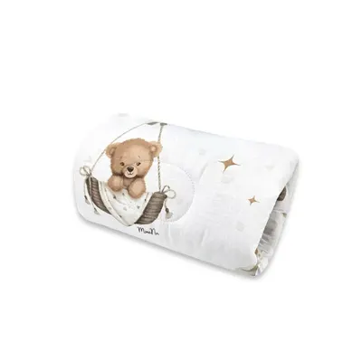 Perna pentru alaptat, MimiNu, Tip manson, Din bumbac certificat Oeko Tex Standard 100, 25 cm, Tedy bear dreams beige