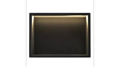 Raft baie incastrat in perete 30x45 cm, negru mat, cu LED, Rea