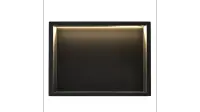 Raft baie incastrat in perete 30x45 cm, negru mat, cu LED, Rea