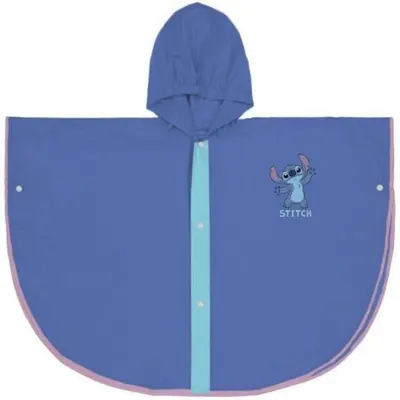 Pelerina de ploaie tip poncho, Stitch, Albastru, 5 - 6 ani