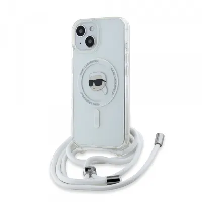 Husa MagSafe pentru Apple iPhone 15, Karl Lagerfeld, IML Crossbody Karl's Head, Transparenta