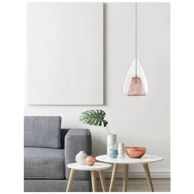 Lampa suspendata HUGO Crom Aluminiu Sticla clara & Rose Auriu Frame LED G9 1x5 Wat230 Volt IP20 Fara bec