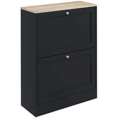 HOMCOM Dulap pentru pantofi 12 perechi, Mobilier de intrare cu 2 sertare rabatabile și polițe reglabile, 60 x 23,5 x 80cm, Negru | Aosom Romania