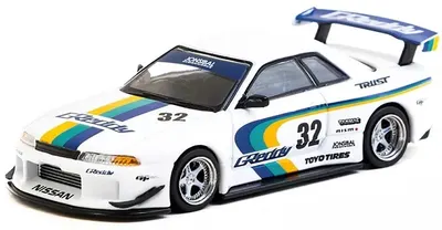 Model colecționar Tarmac Modern: Automobile - Nissan Skyline GT-R R32 Widebody Jonsibal Designworks Greddy Limited, White - Limited Edition - MiJo Exclusive