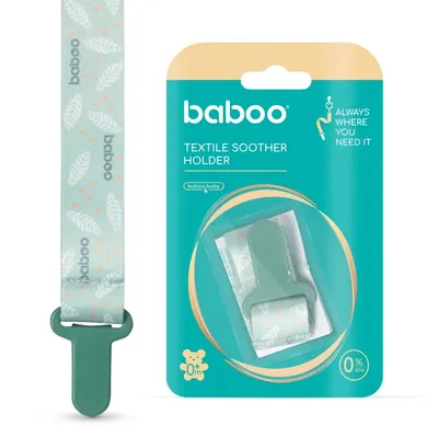 Suport pentru suzeta din material textil Baboo Verde 0 luni+