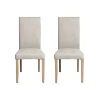 Set 2 scaune living TEO, picioare lemn natur, stofa crem, 46x60x98 cm