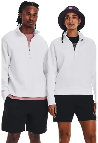 Bluza unisex cu fermoar scurt pentru antrenament Summit - Alb/Negru
