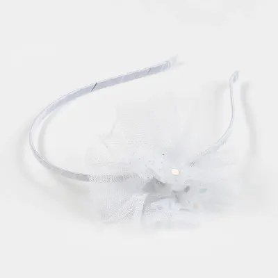 Bentita eleganta gri cu floare din tull