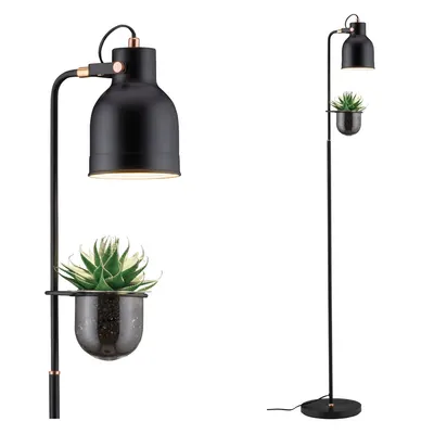 Lampadar Neordic Elric pentru plante, max 1x20W, bec E27, culoare negru/cupru 230V din metal și sticlă