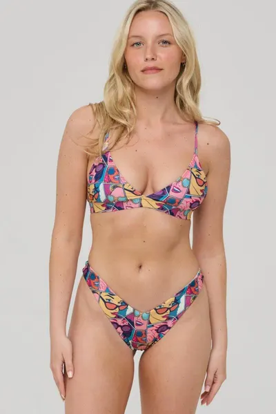 Comic Book Candy Slip bikini cu tăietură în V