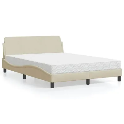vidaXL Pat cu saltea, Dover, crem, 140x200 cm, material textil