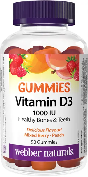 Vitamin D3 Gummies, 1000 IU, 90 tablete, Webber Naturals