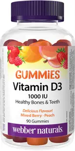 Vitamin D3 Gummies, 1000 IU, 90 tablete, Webber Naturals
