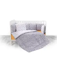 Set lenjerie pat 7 Piese Bumbac Ranforce Lorelli, Lilly Clouds Grey