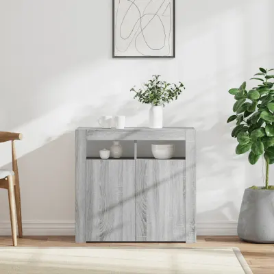vidaXL Dulap cu lumini LED, gri sonoma, 80x35x75 cm