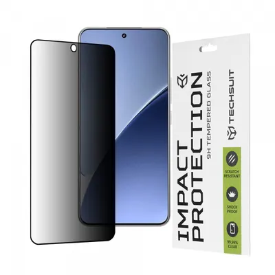 Folie de protectie Ecran Privacy Techsuit pentru Xiaomi 15, Sticla Securizata, Full Glue, 111D