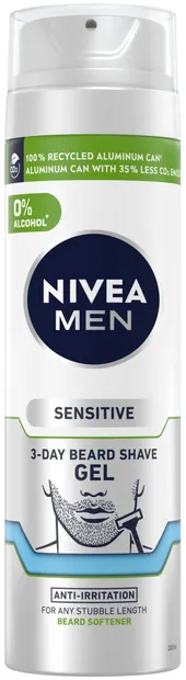 Nivea Men Gel de ras Sensitive, 3-day Beard, 200 ml