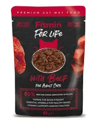FITMIN For Life For Adult Cats Beef 85g Plic hrana umeda pisici cu vita