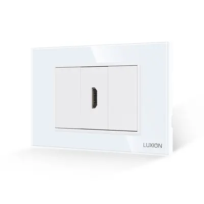Priza HDMI + 2 Taste False LUXION cu Rama din Sticla, Standard Italian, 3M
