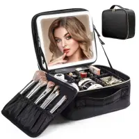 Geanta cosmetice cu oglinda si lumina LED