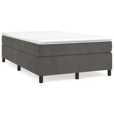 vidaXL Pat box spring cu saltea, gri închis, 120x190 cm, catifea