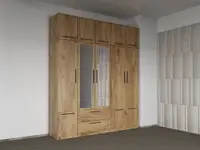 Dulap dormitor Stejar Auriu 5U cu oglinda+suprapozabil - Madrid