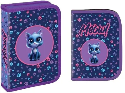 Penar cu rechizite S. Cool - Meow, cu 1 fermoar, 32 piese