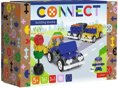 Mini constructor 3 în 1 Trefl Connect - Vehicule de urgență, 161 de piese