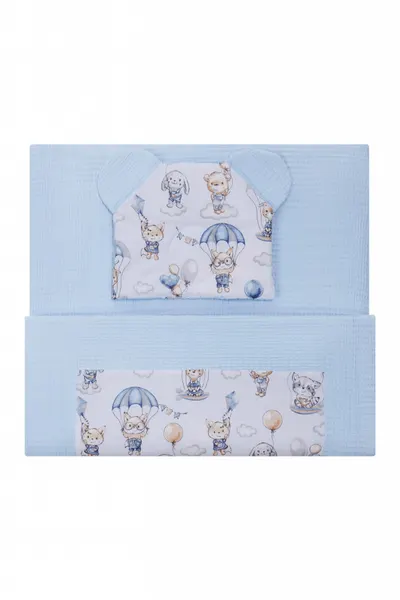 Set paturica si pernuta Bocioland Waffle Bunny 75x100 cm,realizat din bumbac 100,recomandat de la nastere