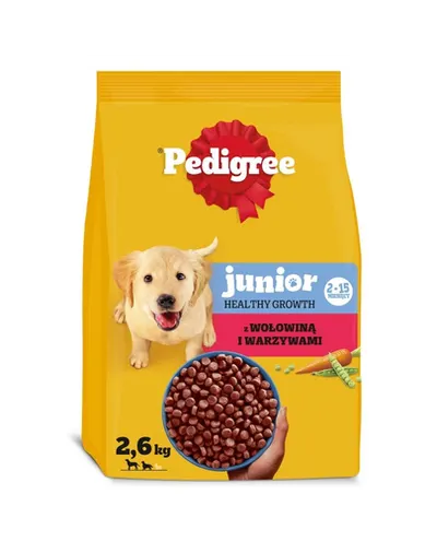PEDIGREE Junior vită și legume 2,6 kg hrană căței rase medii și mari