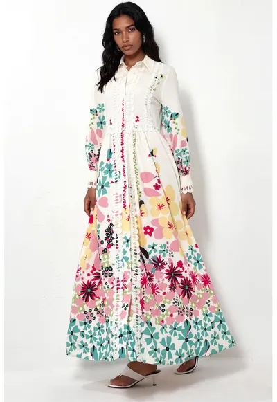 Rochie Maxi - Floral - Maneca lunga - Multicolor - Poliester-Lycra