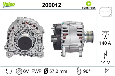 Alternator (14v, 140a) Potrivit Audi A1, A3, A4 B6, A4 B7, A8 D4, Q3, Tt; Chrysler Sebring; Dodge Avenger, Caliber, Journey; Ford Galaxy I; Jeep Compass, Patriot; Seat Alhambra 1.0-4.0 09.95