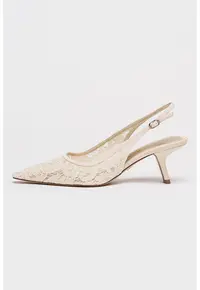 Pantofi slingback cu varf ascutit Bianka - Crem