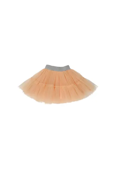 Fusta tutu din tull sclipitoare cu volan - Party Mood - Somon - pentru fetite - Roz somon