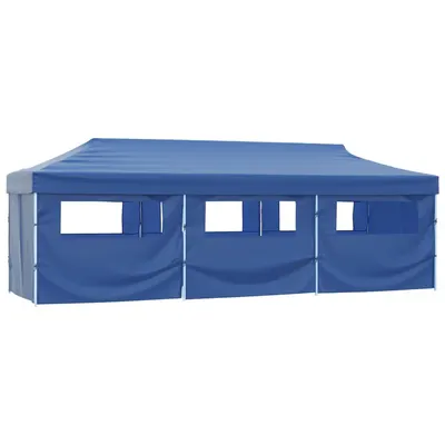 vidaXL Cort petrecere pliabil cu 8 pereți laterali, albastru, 870x291x315 cm