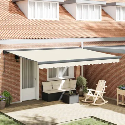 vidaXL Copertină retractabilă Crem 450 × 300 cm Pânză și Aluminiu