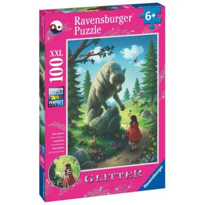 Puzzle Scufita Rosie si Lupul, 100 Piese Glitter