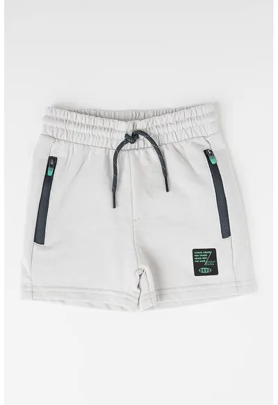 Pantaloni scurti din amestec de bumbac su snururi - Verde/Gri/Grej