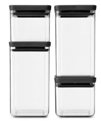 Set de borcane Brabantia - Tasty+, 4 buc., capac gri închis