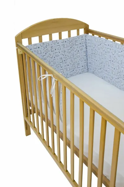Set protectii patut din bumbac 60x120 cm Baby Bear albastru KidsDecor