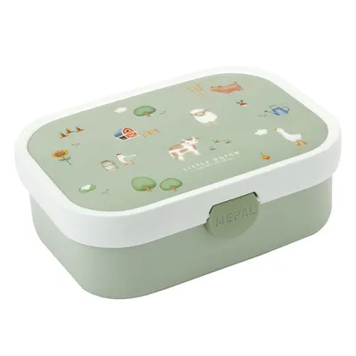 Cutie de gustări pentru copii albă/verde-deschis din plastic Little Farm by Little Dutch – Mepal