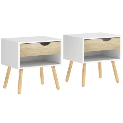 HOMCOM Noptiere Moderne cu Sertar și Raft, Design Modern și Funcțional, Ideal pentru Cameră de Dormit, Albastru | Aosom Romania