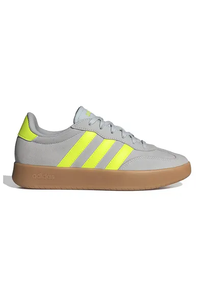 Pantofi sport Barreda din piele intoarsa cu aplicatie logo din material sintetic - Gri/Verde lime
